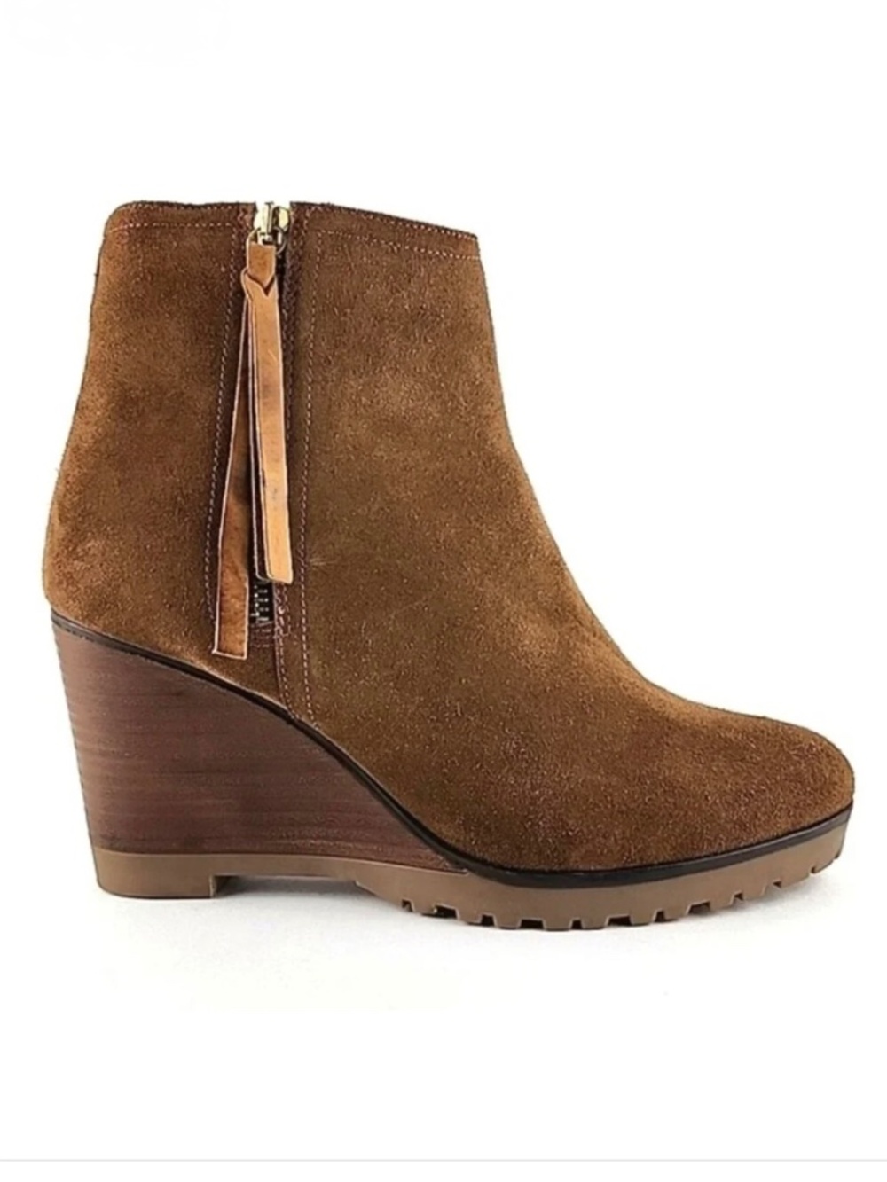 Fabianelli Italian Suede Stacked Wedge Ankle Boot
